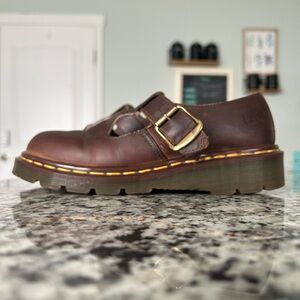 Y2K Dr. Martens T-Strap Buckle Oxford Mary Janes Brown Leather Oxford Size 5